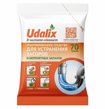 Средство для удаления засоров в трубах 70 г Udalix