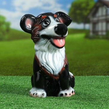 Садовая фигура Собака Джек, чёрно-белая, 27 см Керамика Ручной Работы