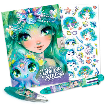 Дневник личный для девочек для секретов (44 страницы с заданиями, 150 разлинованных страниц, 6-цветная ручка, замочек), Marinia, Nebulous Stars
