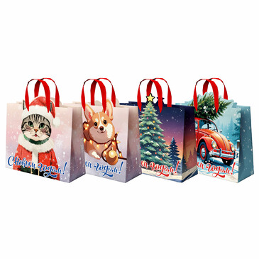 Набор пакетов подарочных (4 шт.) 32х26х13 см Без границ Золотая Сказка