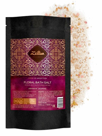 Соль для ванн цветочная Ритуал соблазна с лепестками белого жасмина и эфирными маслами, 500 г Zeitun