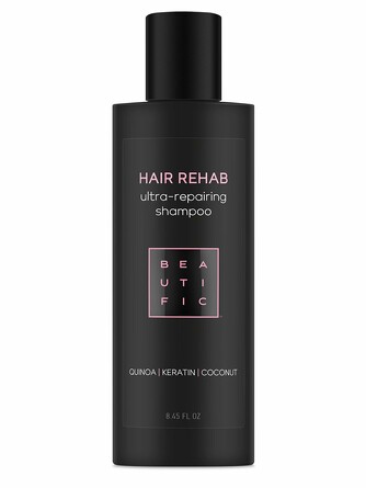 Шампунь супер-восстанавливающий для поврежденных волос с протеинами киноа, кератином и кокосовым маслом Hair Rehab, 250 мл Beautific