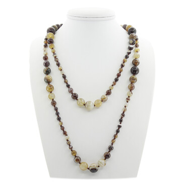 Бусы Равновесие агат бежево-коричневый, длина 150 см Агат77