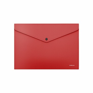 Папка-конверт на кнопке пластиковая Diagonal Classic, A4, непрозрачный, красный (12 шт.) ErichKrause