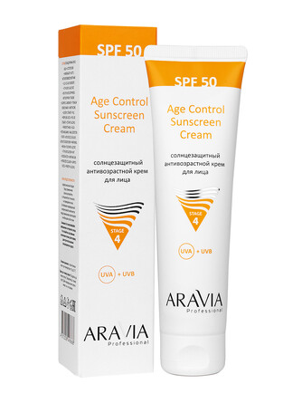 Солнцезащитный анти-возрастной крем для лица Age Control Sunscreen Cream SPF 50 100 мл Aravia Professional 