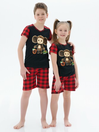 Пижама детская (футболка и шорты) с Чебурашкой КрутышОк