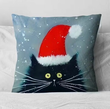 Наволочка декоративная Кот Персик в новогоднюю ночь 40х40 см Zaberite