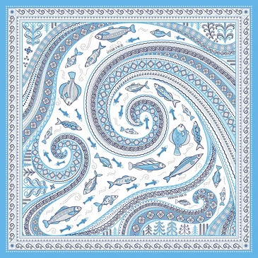 Платок Белое море, 90x90, Nina Ruchkina
