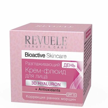 Разглаживающий крем-флюид для лица Bioactive skincare 3D Hyaluron+Antioxidants дневной, 50мл Revuele 