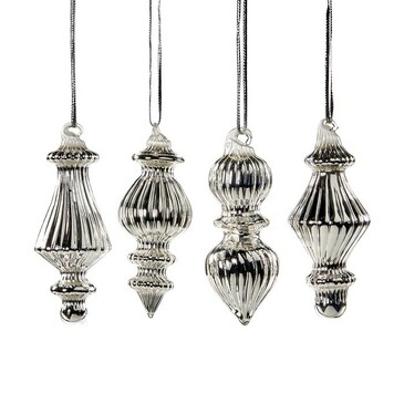 Набор новогодних украшений Украшения стеклянные серебро (4 шт. по 8 см) Goodwill M&G