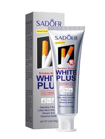 Паста зубная отбеливающая с мятой для удаления налета от чая, кофе и табака, 100 г Sadoer
