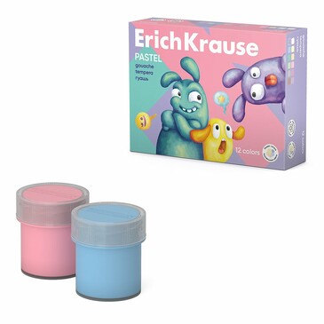 Гуашь Jolly Friends Pastel 12 цветов по 20 мл ErichKrause