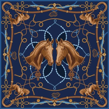 Платок Конный клуб, 90x90, Nina Ruchkina