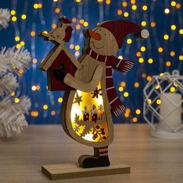 Фигура деревянная Снеговик, 4 LED Luazon Lighting