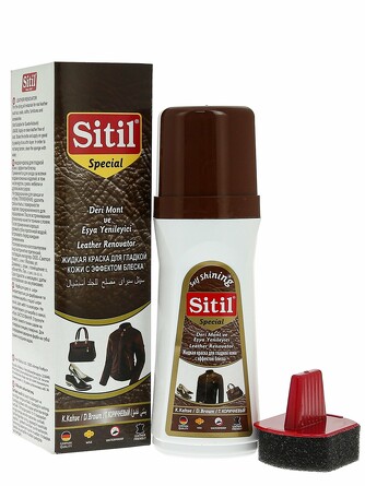 Жидкая краска для гладкой кожи (темно-коричневый) Leather Renovator 100 мл Sitil