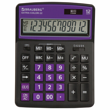 Калькулятор настольный extra color-12-bkpr (206x155 мм), 12 разрядов Brauberg