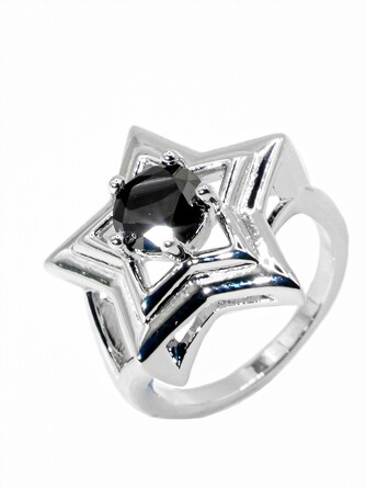 Кольцо с черным фианитом Пятиконечная звезда Lotus jewelry