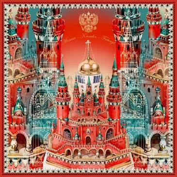 Платок Москва Кремль Фаберже, 90x90, Nina Ruchkina
