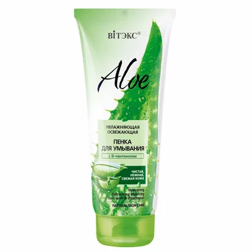 Пенка для умывания увлажняющая и освежающая с D пантенолом Aloe, 200 мл Biтэкс