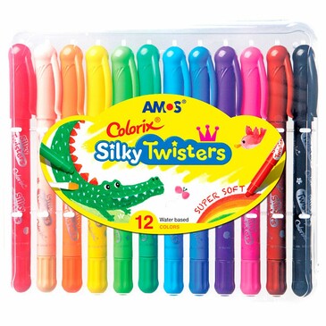 Мелки пастельные на масляной основе (12 шт.) Silky Twisters Amos, 21,7х15,8х2,3