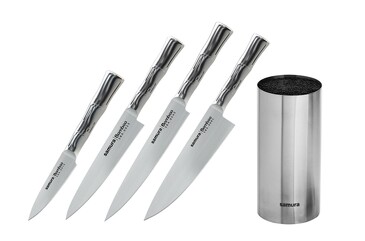 Набор (нож 4 шт. и подставка) Bamboo Samura