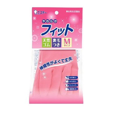 Перчатки бытовые, с внутренним покрытием (каучук), M (розовый) St 