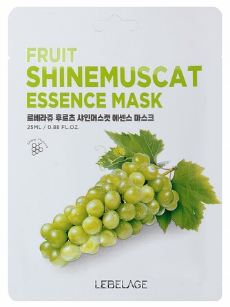 Маска для лица тканевая с экстрактом винограда fruit shinemuscat essence mask 25 мл Lebelage