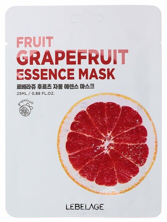 Маска для лица тканевая с экстрактом гейпфрута fruit grapefruit essence mask 25 мл Lebelage