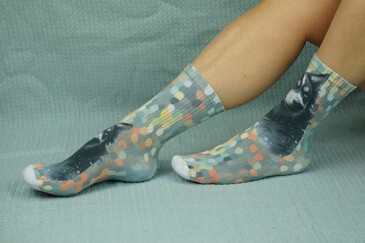 Носки укороченные Хаски. Фон цветными каплями Cotton Print