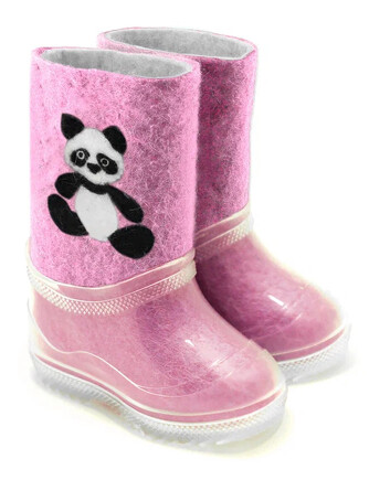 Валенки детские Панда розовые с галошами Woole
