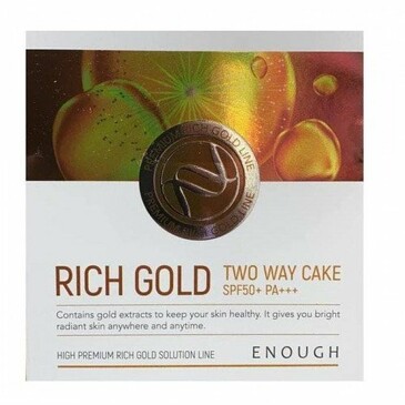 Пудра для лица с золотом со сменным блоком premium rich gold two-way #13 (including refill) Enough