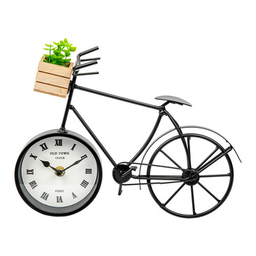 Часы Велосипед с суккулентом, 28х9х22 см Вещицы
