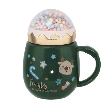 Кружка детская с крышкой Новый год 470 мл Lenardi