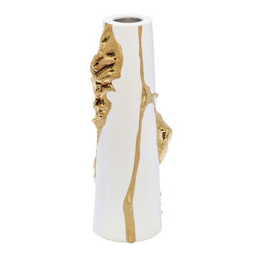Ваза керамическая белая с золотым декором 10х9х24 см  Garda Decor