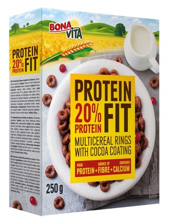 Мультизерновые кольца с какао Protein FIT 20%, 250 г Bona Vita
