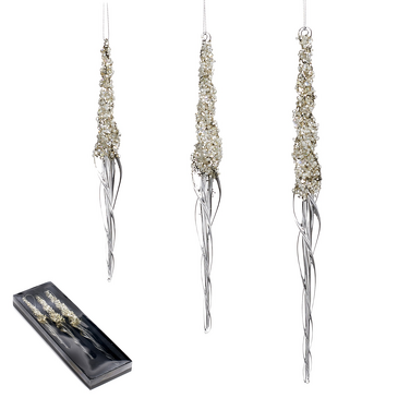 Набор новогодних украшений Сосоульки стеклянные прозрачные (3 шт. по 30 см) Goodwill M&G