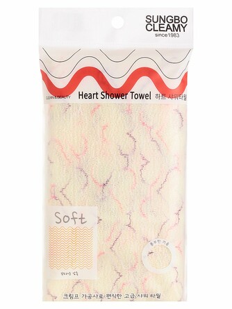 Мочалка для душа (28х95) heart shower towel 1шт Sungbo Cleamy