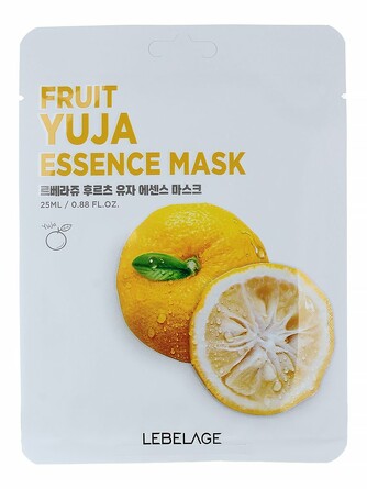 Маска для лица тканевая с экстрактом юдзу fruit yuja essence mask 25 мл Lebelage