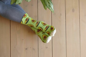 Шерстяные носки с принтом Slim Авокадо на светло-зеленом Шерстянки