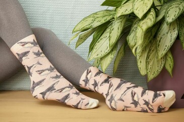 Шерстяные носки с принтом Slim Акула на розовом Шерстянки