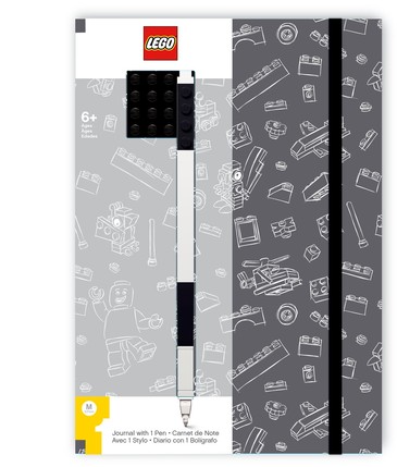 Книга для записей (96 листов, линейка) с черной гелевой ручкой Lego