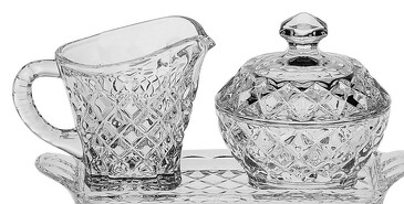 Набор: поднос, молочник, сахарница Crystal Bohemia