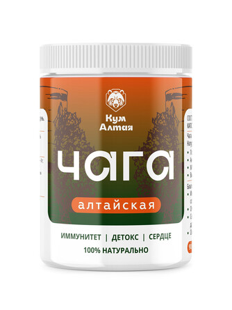 Добавка пищевая. Чага алтайская (90 капсул по 0,3 г) Кум Алтая