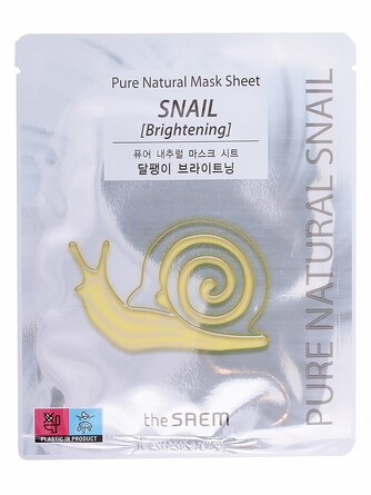 Маска для лица тканевая pure natural sheet snail brightening 20 мл The Saem