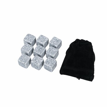 Набор каменных кубиков для охлаждения виски (кубики гранит 2 см (9 шт.) и мешочек для хранения) Homefeel