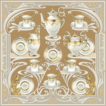 Платок Сысертский фарфор, 90x90, Nina Ruchkina