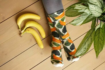 Шерстяные носки с принтом Slim Бананы, мама! с листьями! Шерстянки