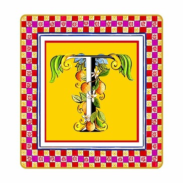 Поднос-мини подарочный Ortigia letter T 15х15 см Baci Milano