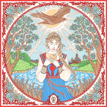 Платок Катюша, 90x90, Nina Ruchkina