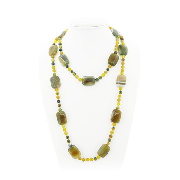 Бусы Гармония агат зеленый с желтым (Бразилия), длина 140 см Агат77